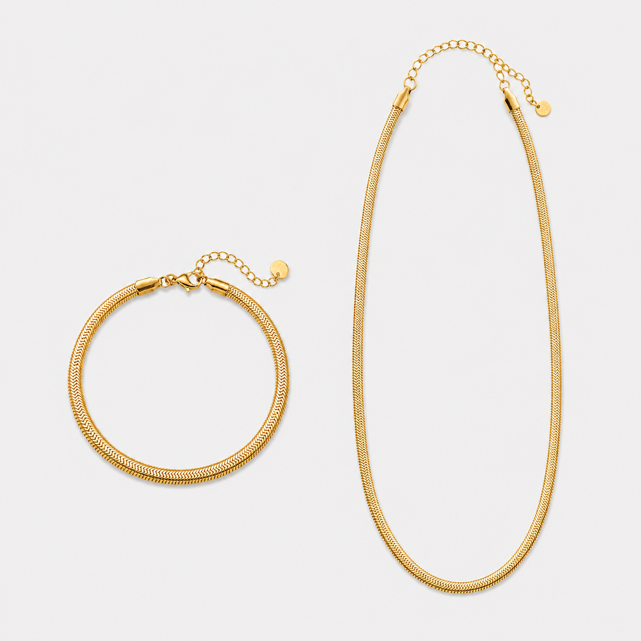 Set Herringbone – colier și brățară placate cu aur de 18K