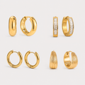 Set GOLDEN HOOPS COLLECTION – 4 perechi de cercei placate cu aur de 18K