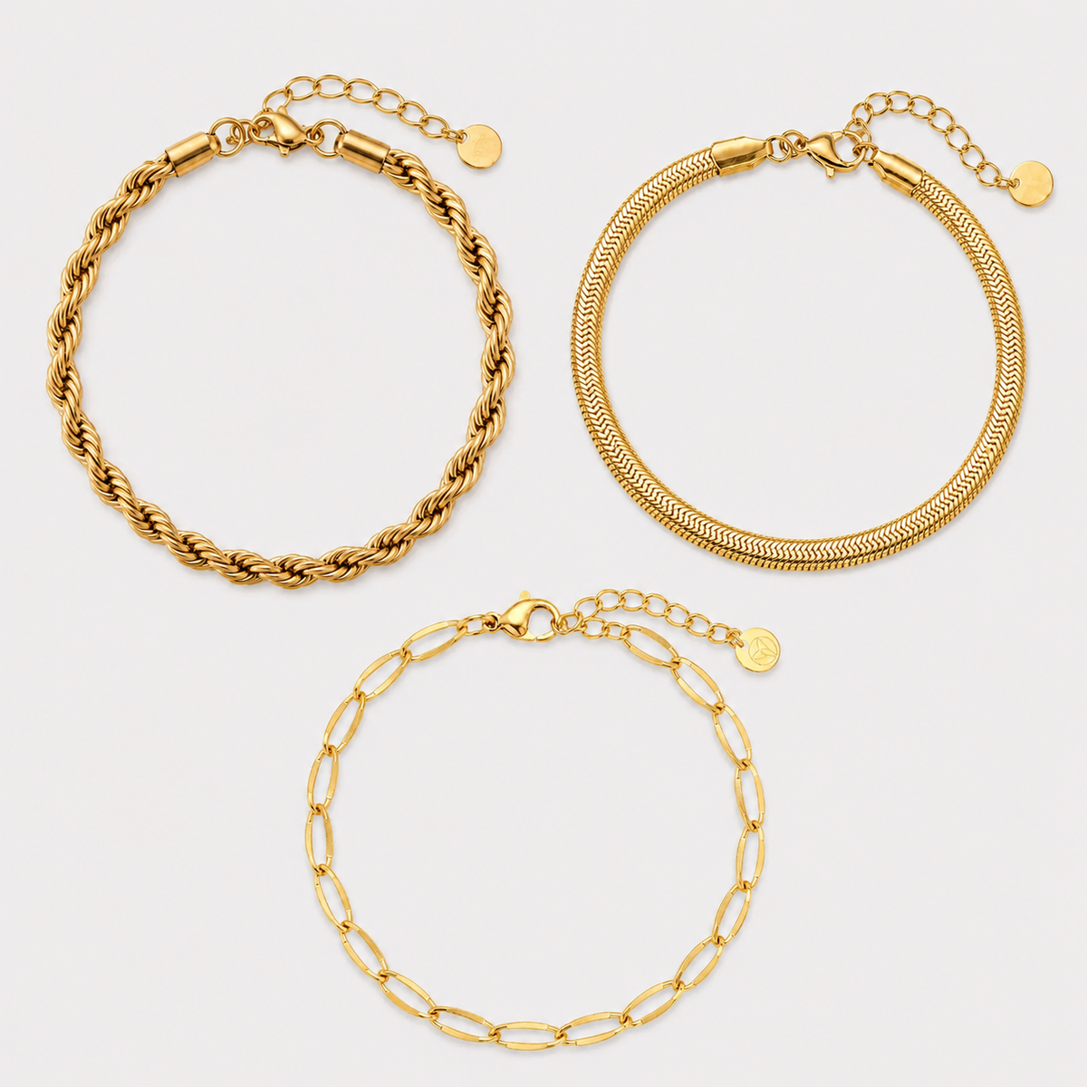 Set GOLDEN CHAINS – 3 brățări placate cu aur de 18K