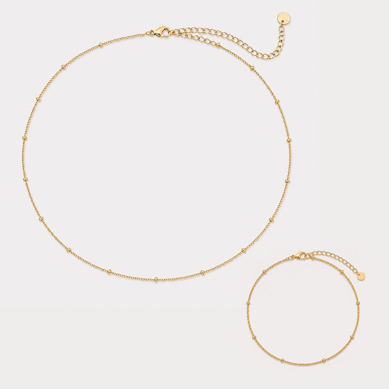 Set GOLDEN DOTS – colier și brățară placate cu aur de 18K