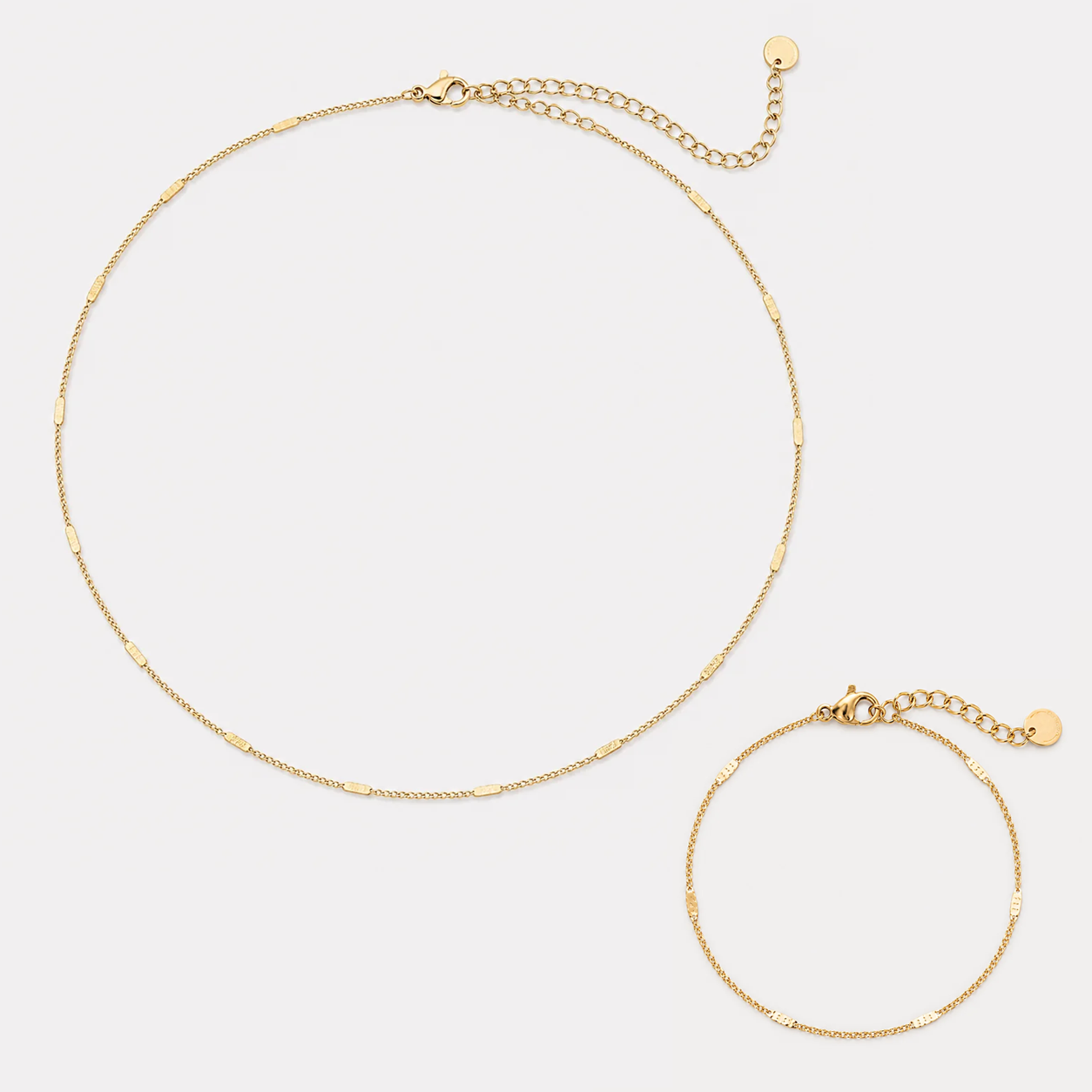 Set GOLDEN FLAKES – colier și brățară placate cu aur de 18K